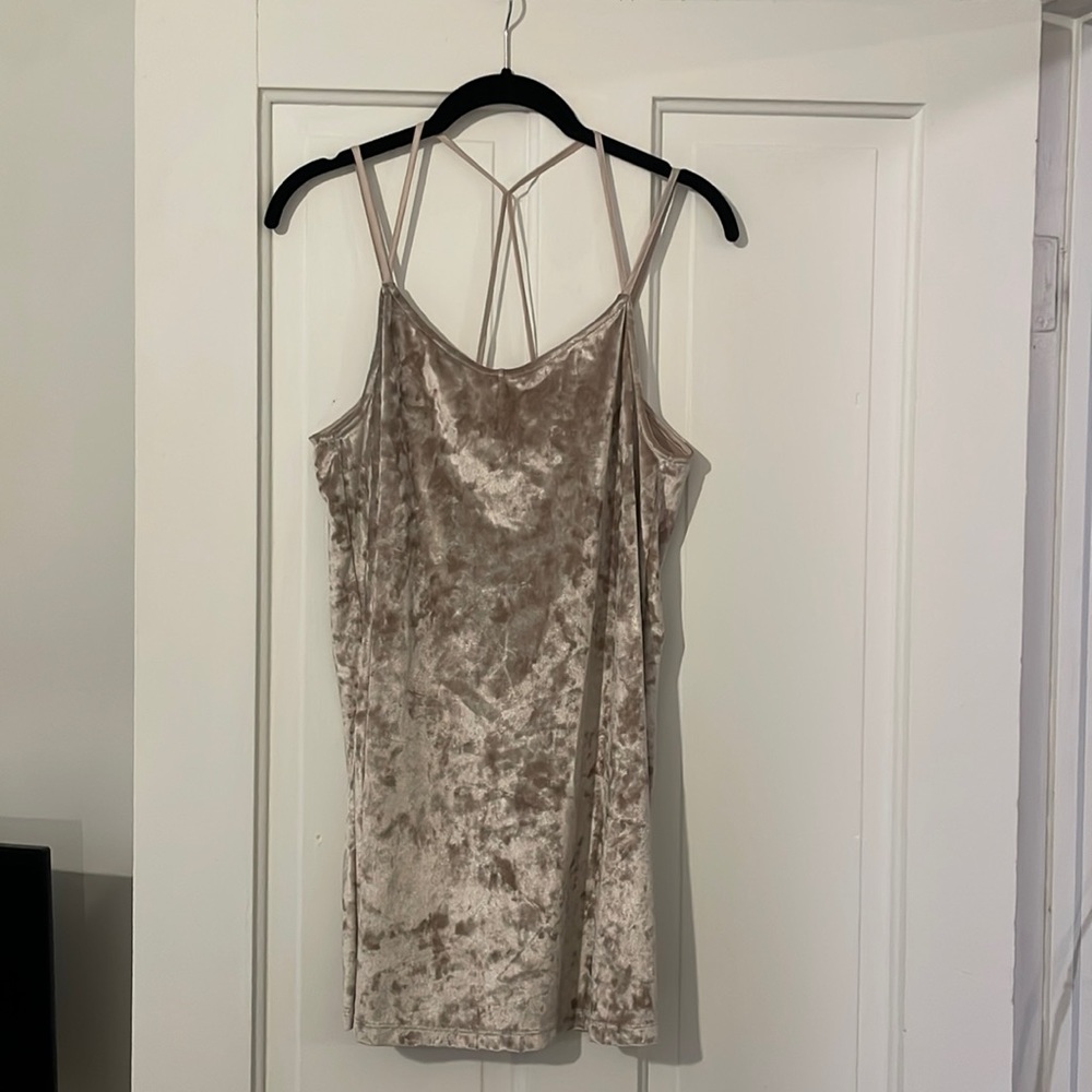 Gap Body XS Champagne Velvet Strappy Slip Dress